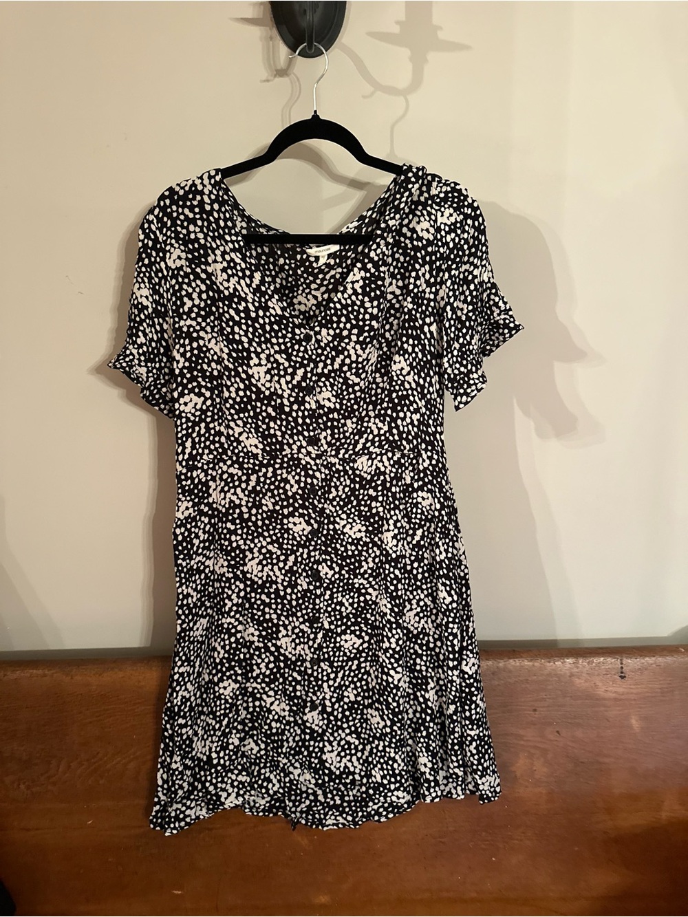 Maurices Black and White Floral Dot V-Neck Dress